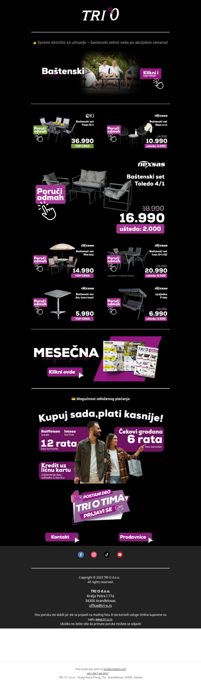 Baštenski nameštaj po akcijskim cenama – opremi dvorište!