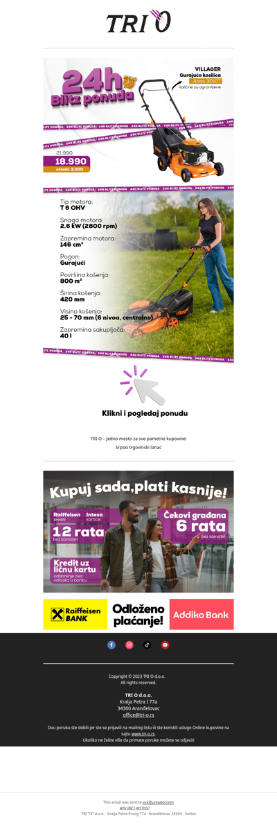 Villager motorna kosilica samo 18.990rsd!