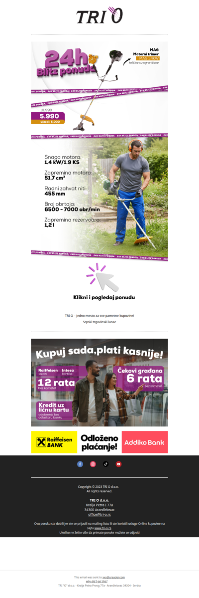 Motorni trimer samo 5.990 RSD!