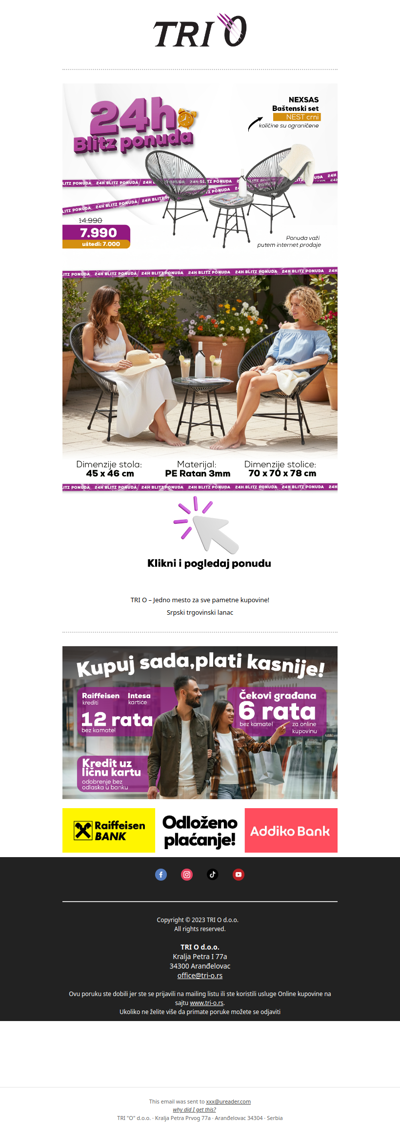 Baštenski set za dvoje samo 7.990 RSD