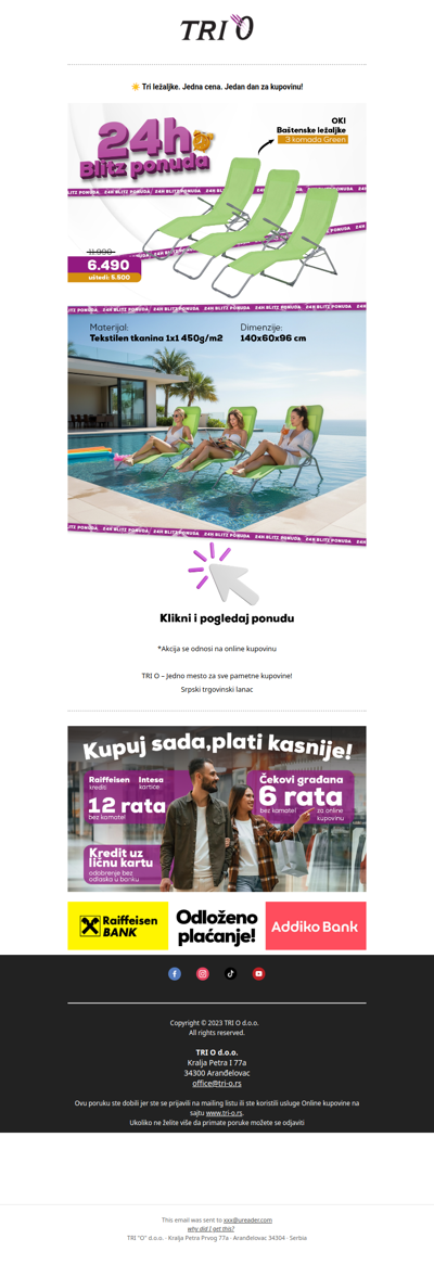 3 ležaljke za samo 6.490 RSD – SAMO DANAS!