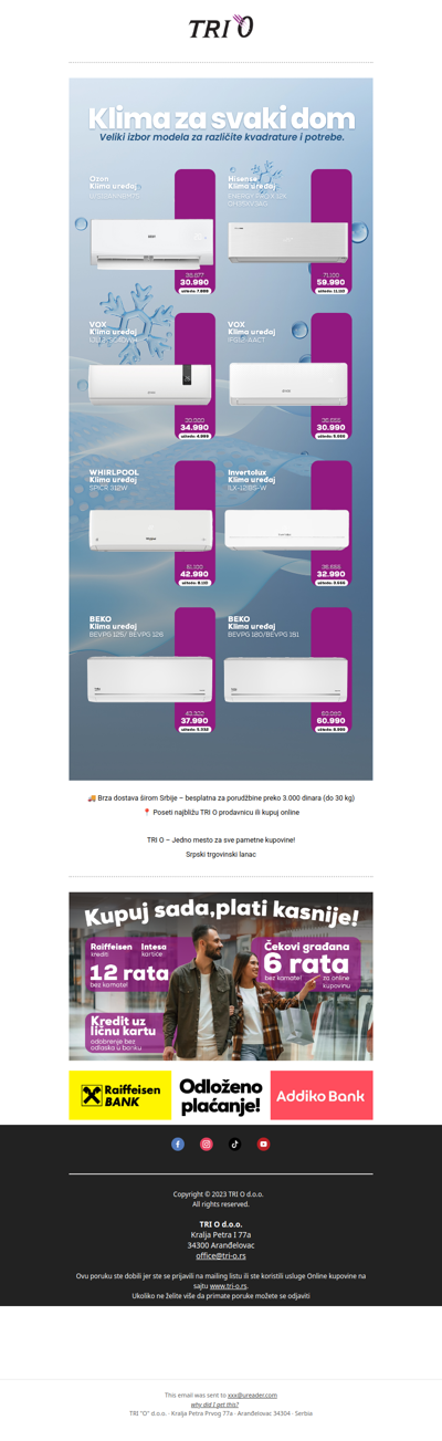 Klime za svaki dom – modeli već od 30.990 RSD!