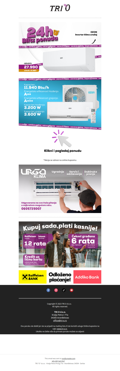 Inverter klima za samo 27.990 RSD!