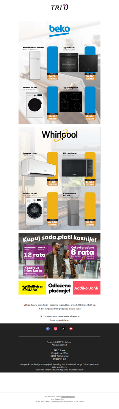 Cene koje vredi otvoriti – Beko i Whirlpool na akciji!
