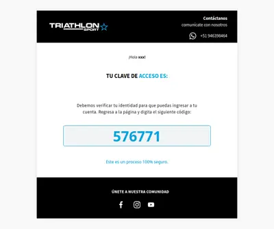 Tu código es 576771 // Tu clave de acceso es 576771