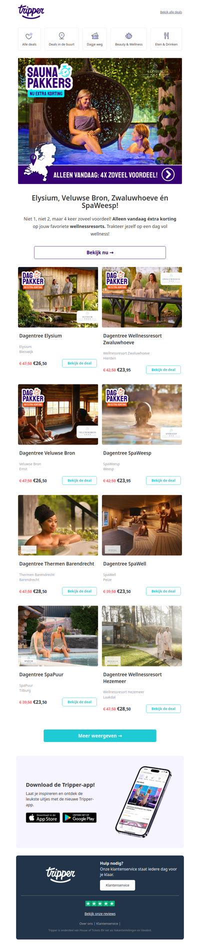 Elysium, Veluwse Bron, Zwaluwhoeve & SpaWeesp: vandaag éxtra voordelig!