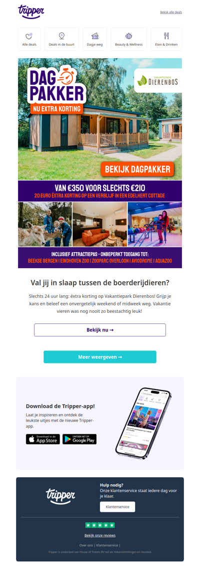 Dagpakker: Vakantiepark Dierenbos 🐷🦙 - slapen tussen de boerderijdieren