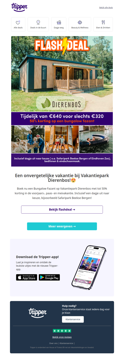 50% korting op een verblijf bij Vakantiepark Dierenbos 🏡