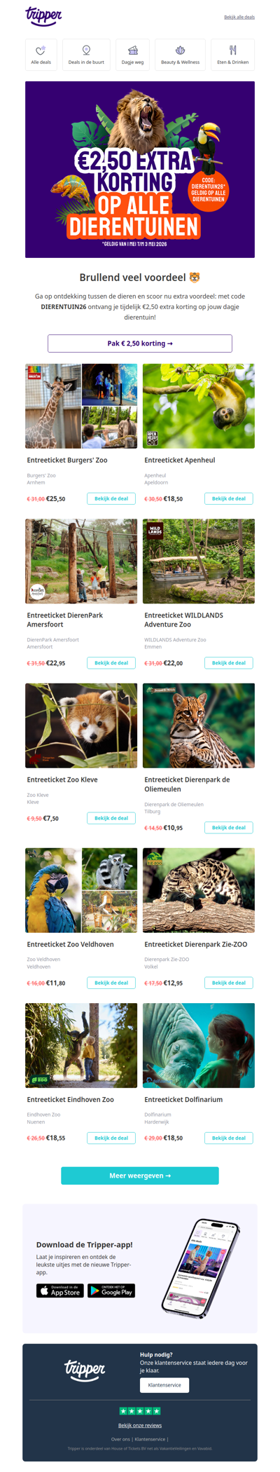 Pak nú €2,50 extra korting op alle dierentuinen! 🦁