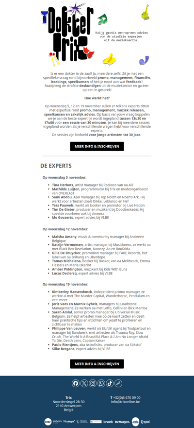 Artiest? Krijg opnieuw gratis één-op-één advies van de muzieksector tijdens Dokter Trix!
