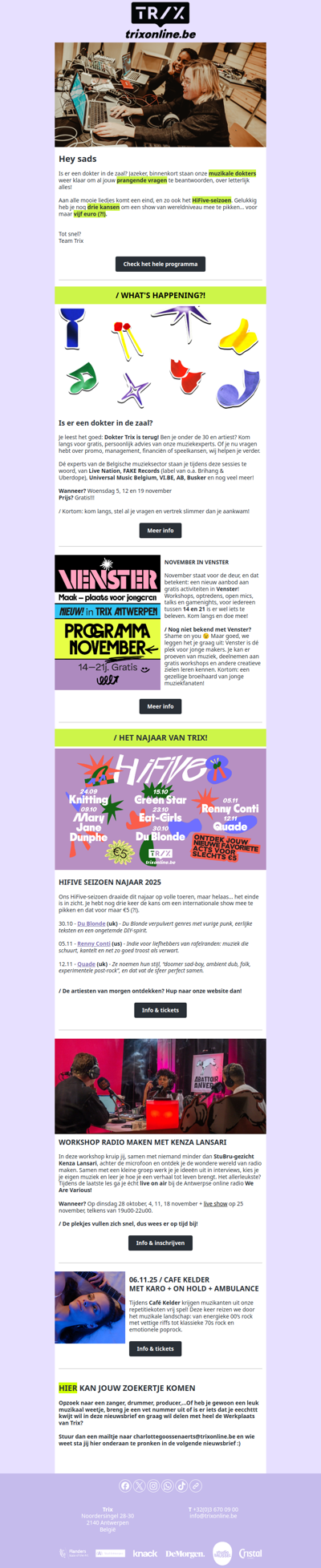 Je muzikale doktersafspraak in Trix en drie laatste shows voor €5!