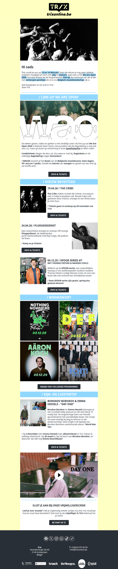 Hier is 'm dan... De line-up van We Are Open 2026!