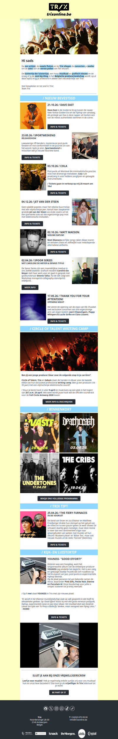 Pollen, producers, post-punk en véél meer in je favoriete donderdagse muziekupdate!