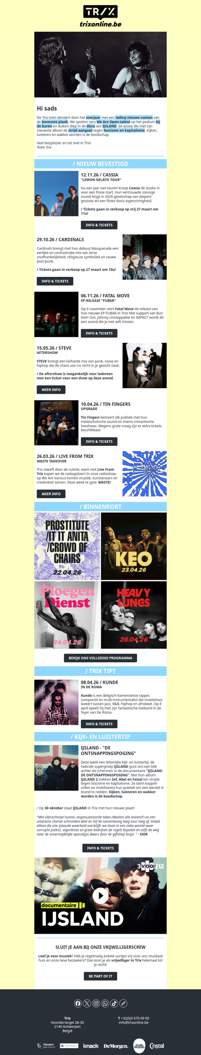 Agenda's boven: een lading nieuwe namen en een deep dive in IJSLAND