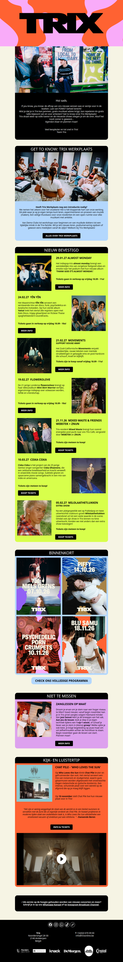 Volle zalen, een volle agenda en een vol hart: het nieuwe Trix-seizoen is begonnen!