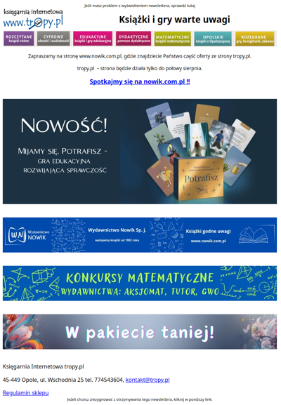 Nowość Gra terapeutyczna POTRAFISZ i pakiety książek wydawnictwa nowik