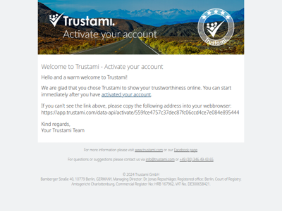 Welcome at Trustami - activate your account now