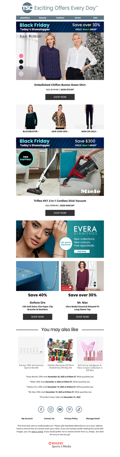 Isaac Mizrahi Shirt & Miele Vacuum