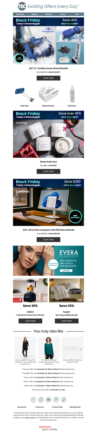 Snow Joe Shovel, NassifMD Skincare & Lenovo Computer