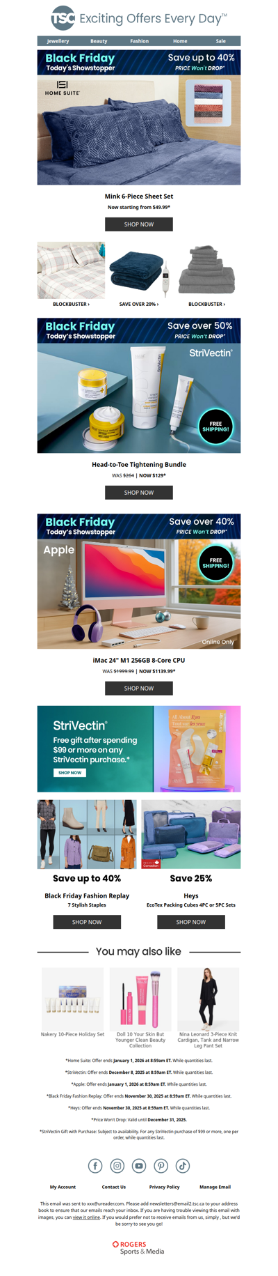 Home Suite Sheets, StriVectin Beauty & Apple iMac