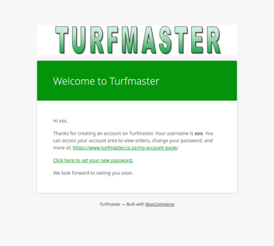 Your Turfmaster account has been created!