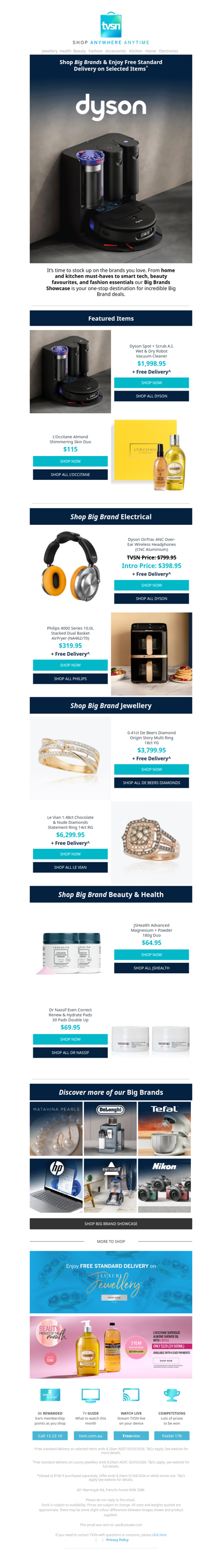 Big Brand Showcase Now On: Free Standard Delivery on Selected Items^