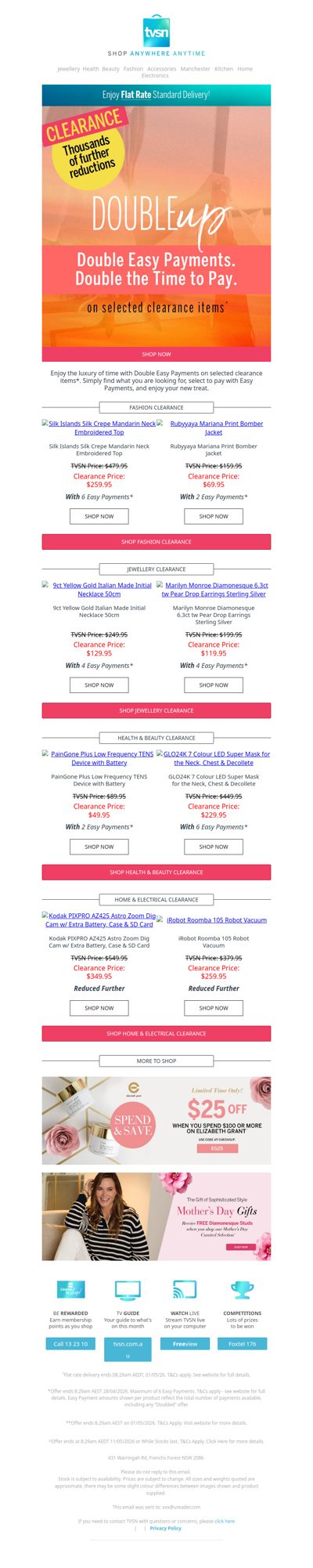 Double Easy Payments on selected Clearance Items*