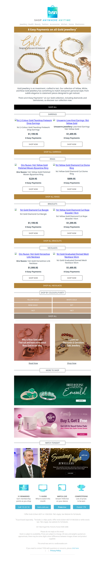 Spotlight on Gold! Enjoy 8 Easy Payments on ALL Gold Jewellery^