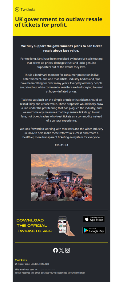 Government Announces Plans to Ban Above-Face-Value Ticket Resale 💪