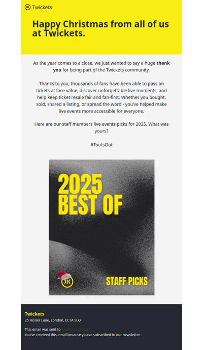 Happy Christmas from all of us at Twickets 🎄