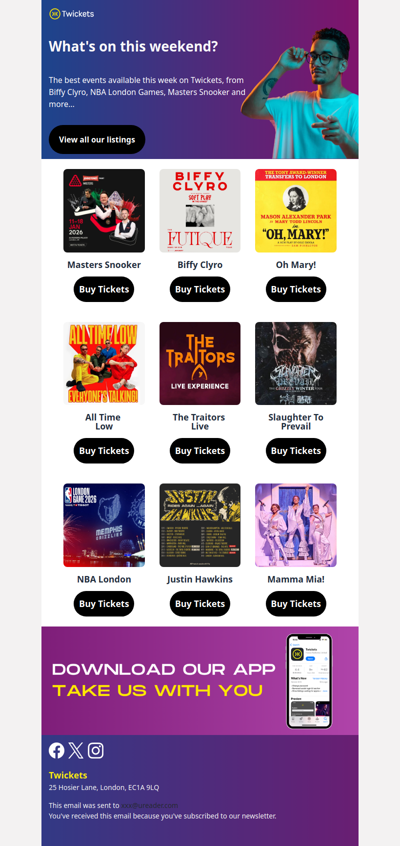 Get your weekend sorted with Twickets 😊