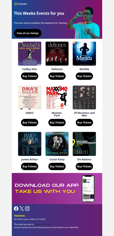 Hi , here's what's on this week 🙌