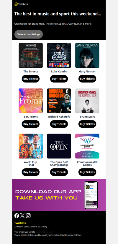 Hi , get tickets for Bruno Mars, BBC Proms, Gary Numan & more!