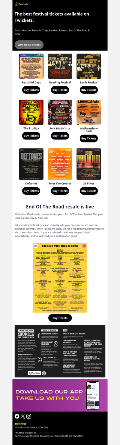 Hi , get tickets for Beautiful Days, Reading + Leeds, End Of The Road & more!