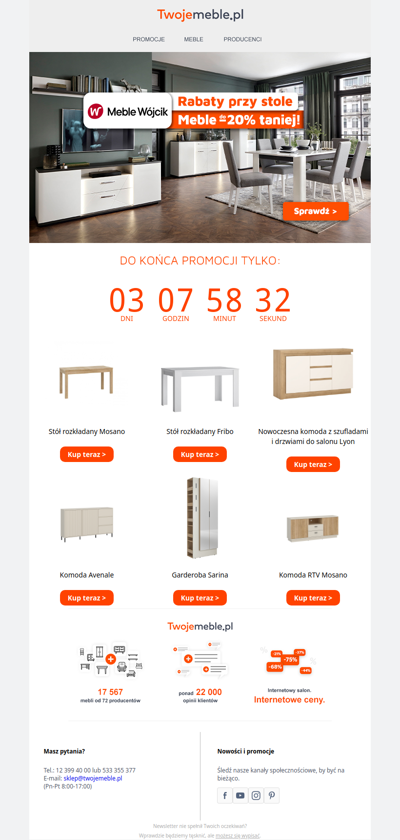 ⏰ Ostatnie godziny promocji! Meble Wójcik do -20%