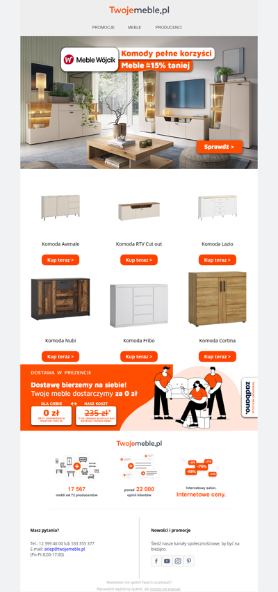 Do końca poniedziałku ⏰ Meble Wójcik z tym rabatem!
