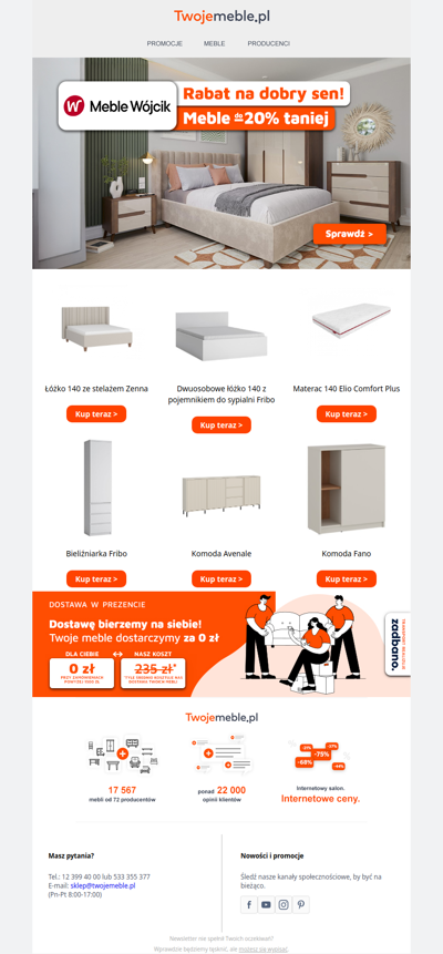 Meble Wójcik do -20% taniej ✨ Złap rabat na dobry sen