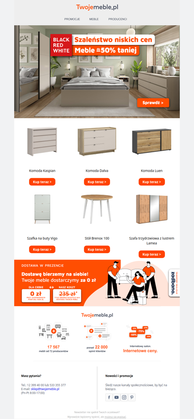 Meble Black Red White taniej do -50%! Sprawdź, bo warto ➡️