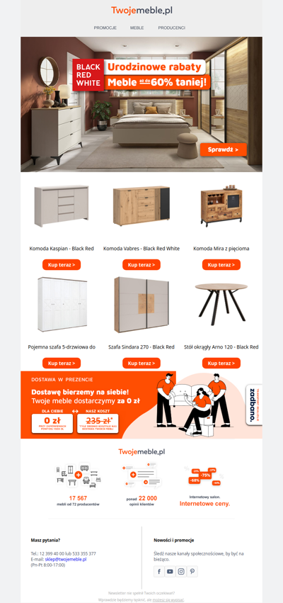 Meble Black Red White aż do -60% taniej 🎉 Świętujemy urodziny marki 🎉