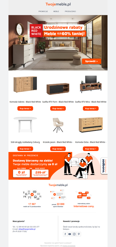 Tylko do końca dnia ⏰ Meble BRW do -60% taniej