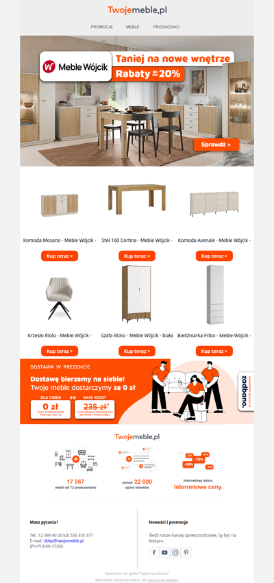 ⏰ Jeszcze tylko przez kilka godzin... Meble Wójcik do -20% taniej!