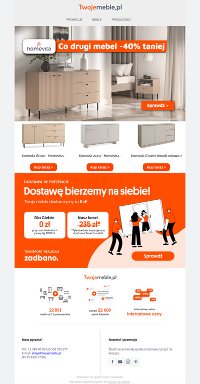 W parze lepiej 👍 Co drugi tańszy mebel aż -40% taniej