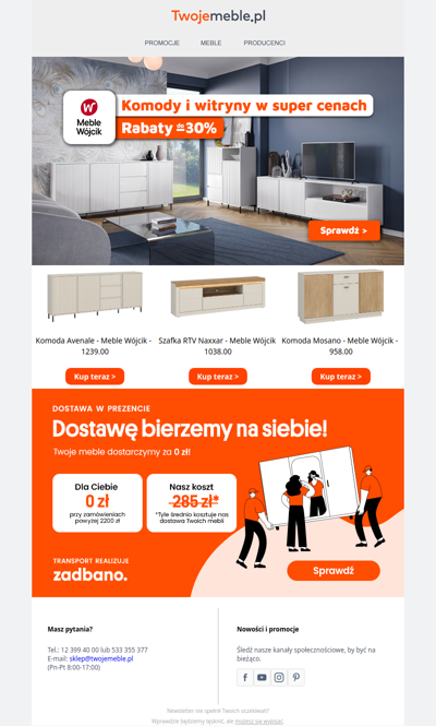 Rabaty do -30% 👉 Te Meble Wójcik kupisz taniej