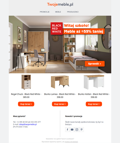 ⏰ Ostatnie godziny promocji! Urządź pokój ucznia do -55% taniej
