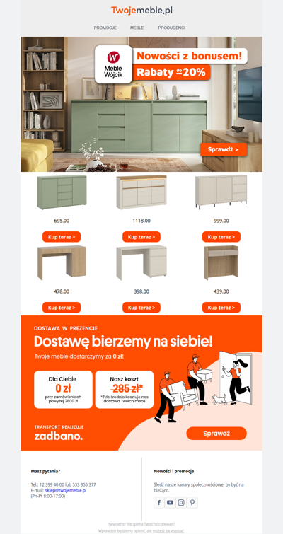 Nowości z bonusem czyli: Meble Wójcik do -20% taniej ✅