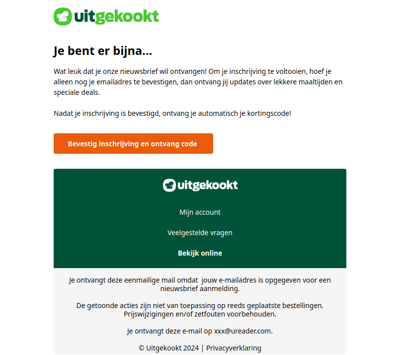 Bevestig je Uitgekookt nieuwsbrief inschrijving