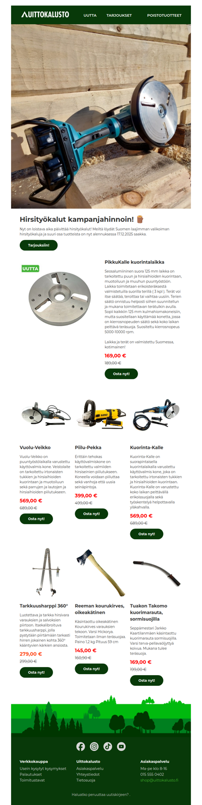 Hirsityökalut kampanjahinnoin! 🪵