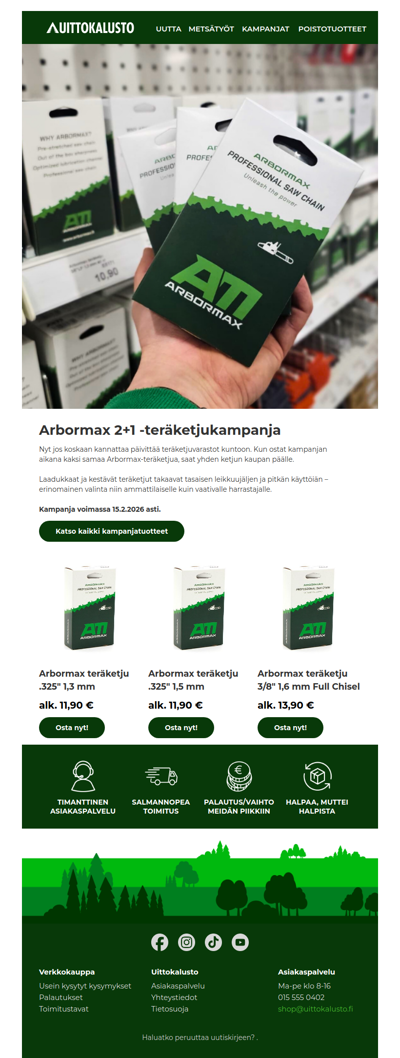 Arbormax 2+1 -teräketjukampanja