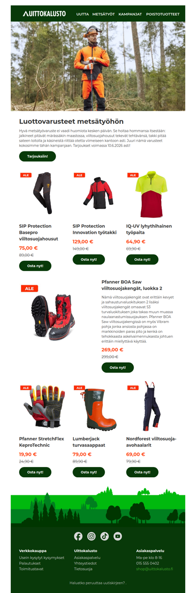 Luottovarusteet metsätyöhön