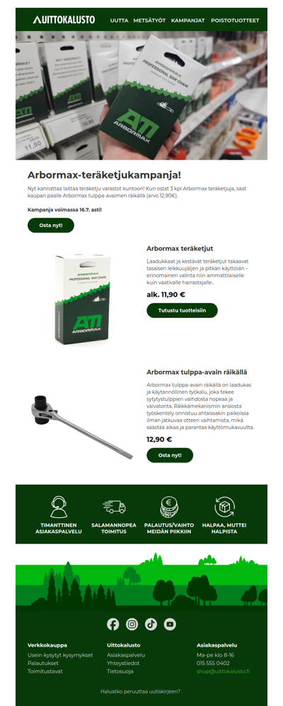 Arbormax -teräketjukampanja!